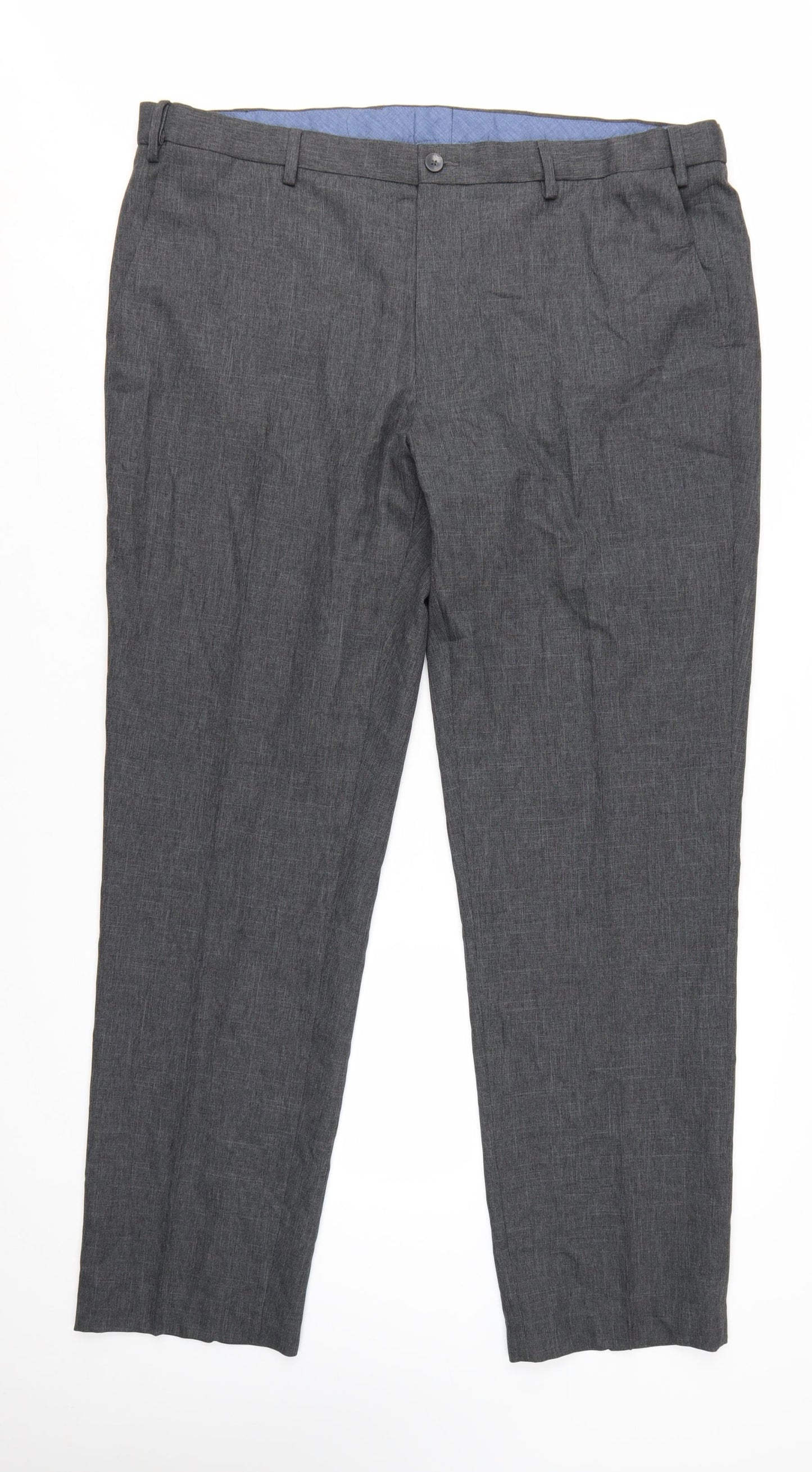 Marks and Spencer Men's Grey Regular Fit Trousers 42L