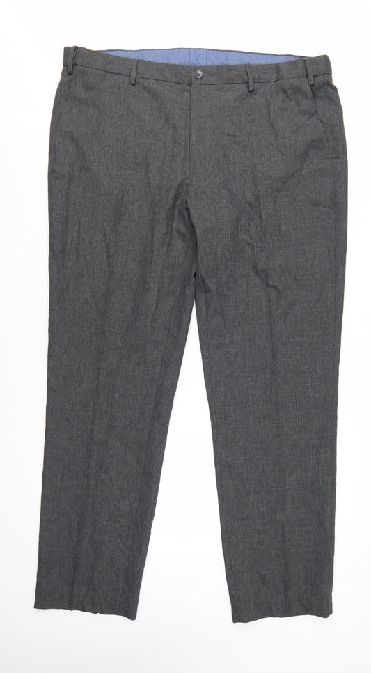 Marks and Spencer Men's Grey Regular Fit Trousers 42L
