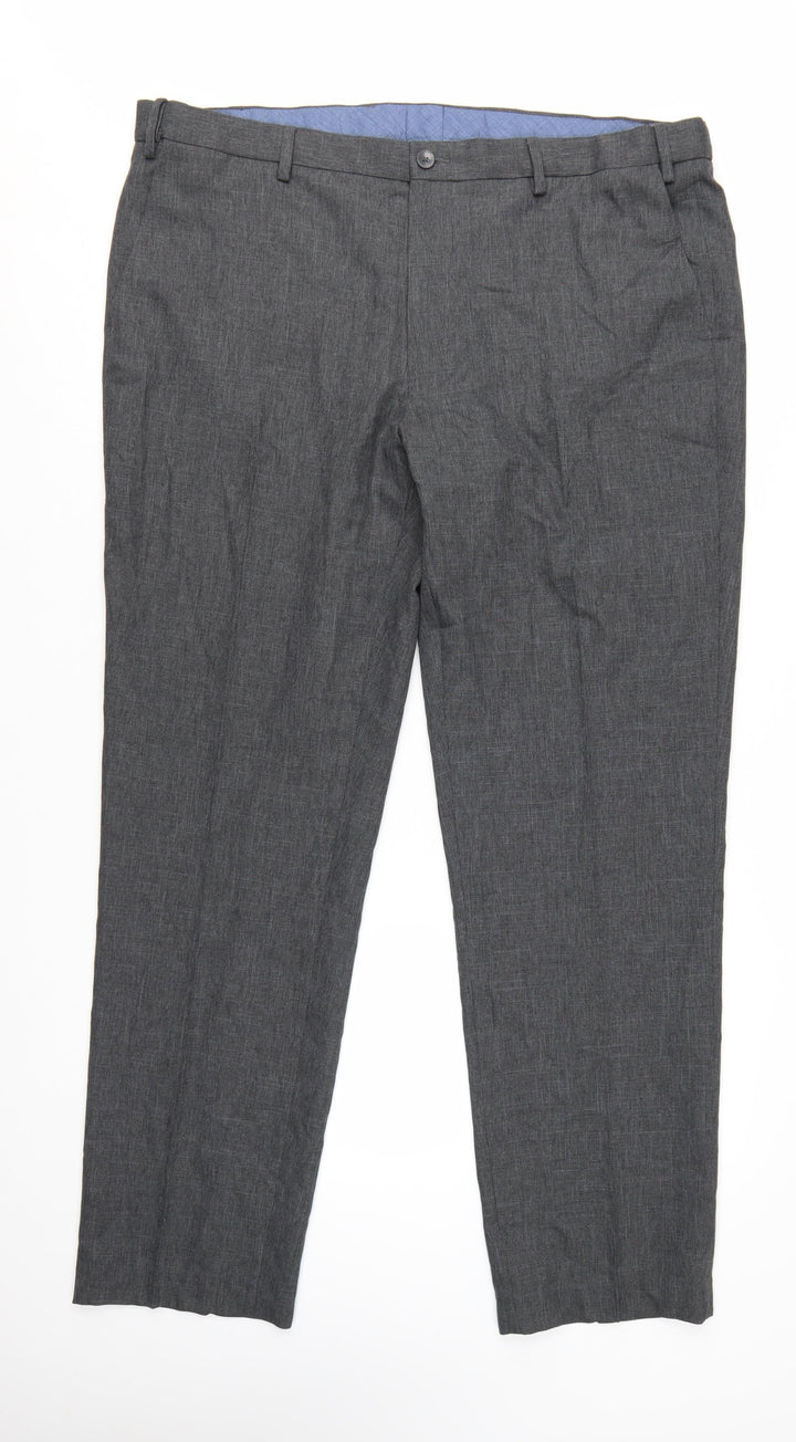 Marks and Spencer Men's Grey Regular Fit Trousers 42L