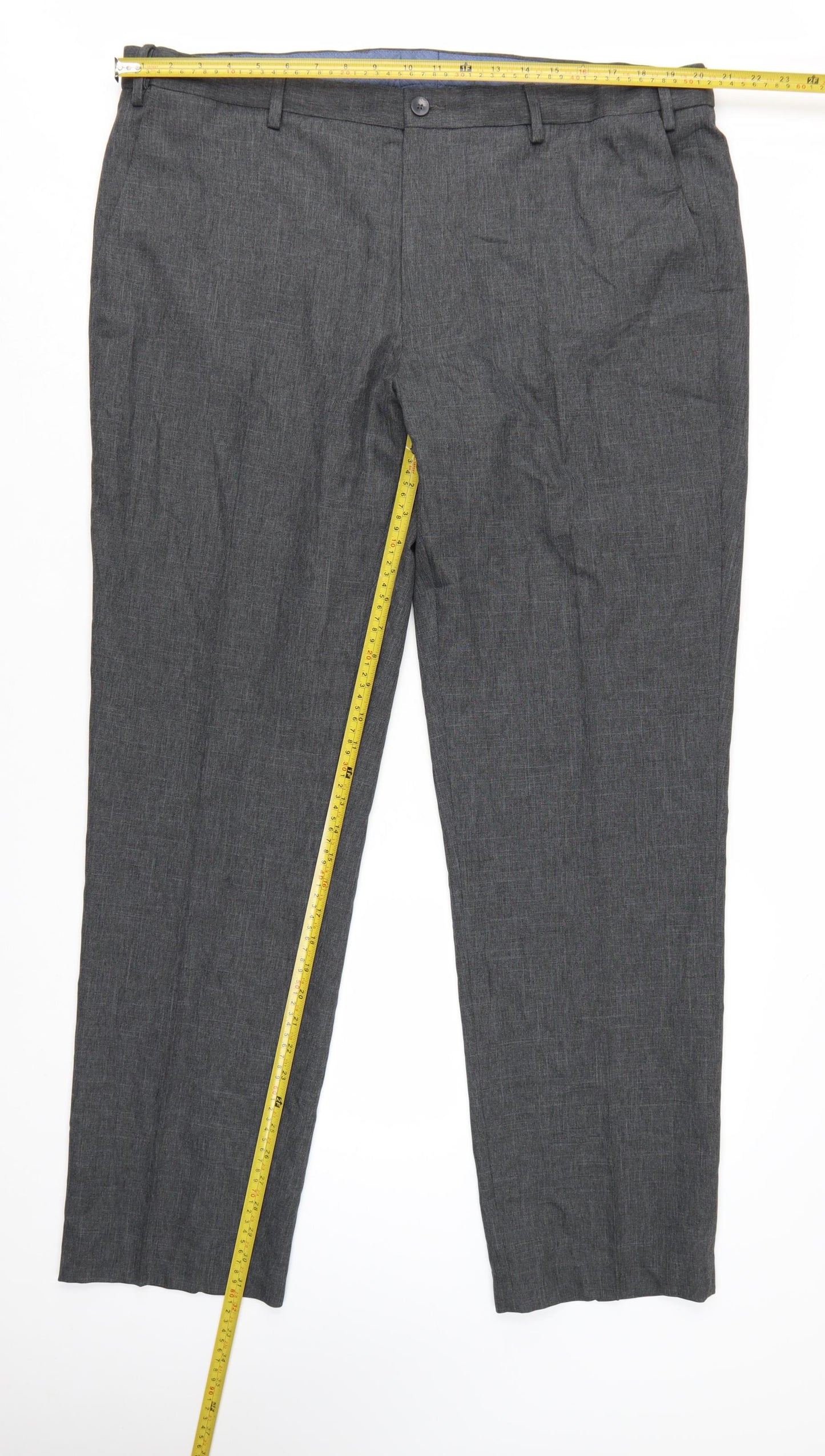 Marks and Spencer Men's Grey Regular Fit Trousers 42L