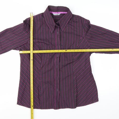 Marks and Spencer Women’s Purple Striped Long Sleeve Button-Up Shirt UK 18