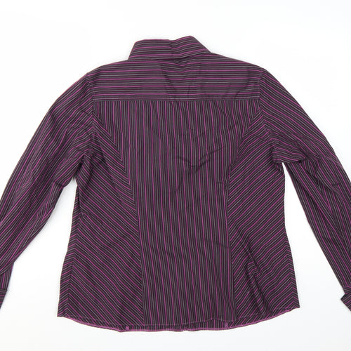 Marks and Spencer Women’s Purple Striped Long Sleeve Button-Up Shirt UK 18