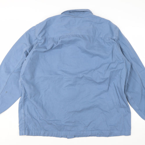 Marks and Spencer Men's Blue 2XL Cotton Long Sleeve Overshirt