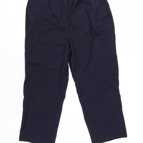 Marks and Spencer Women Navy Regular Trousers Size 12 Cotton Blend