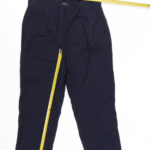 Marks and Spencer Women Navy Regular Trousers Size 12 Cotton Blend
