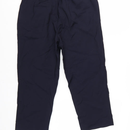 Marks and Spencer Women Navy Regular Trousers Size 12 Cotton Blend