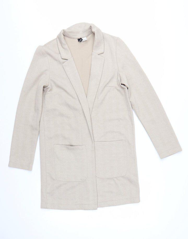 H&M Divided Women’s Beige Herringbone Blazer Jacket Size 10