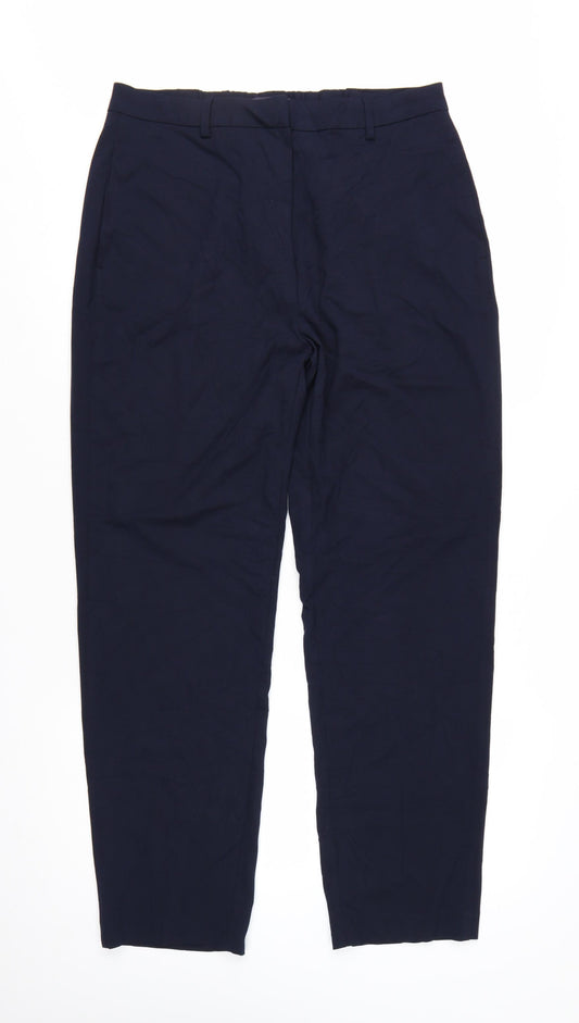 Marks and Spencer Women's Blue Regular Straight Leg Trousers Size 14