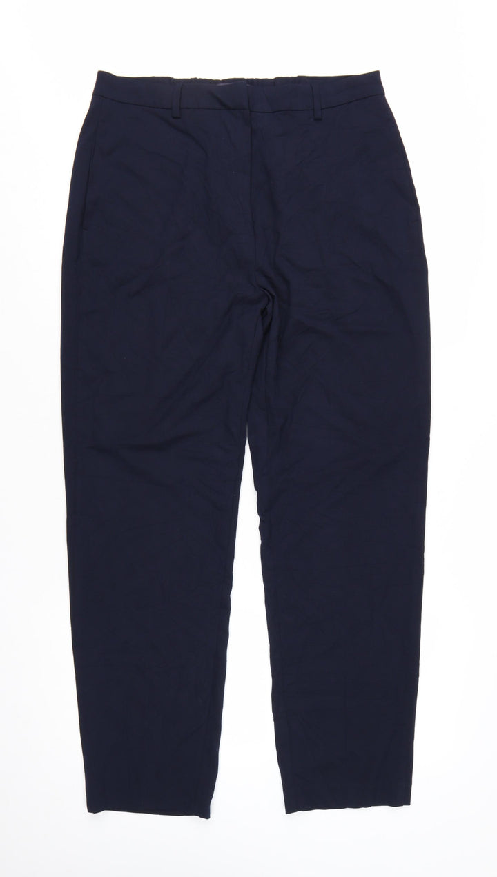 Marks and Spencer Women's Blue Regular Straight Leg Trousers Size 14