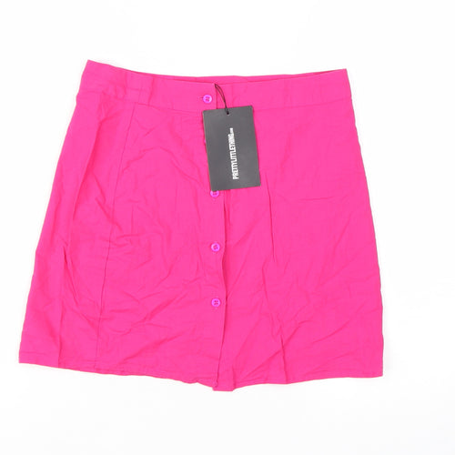 PrettyLittleThing Women's Pink A-Line Cotton Short Skirt Size 10
