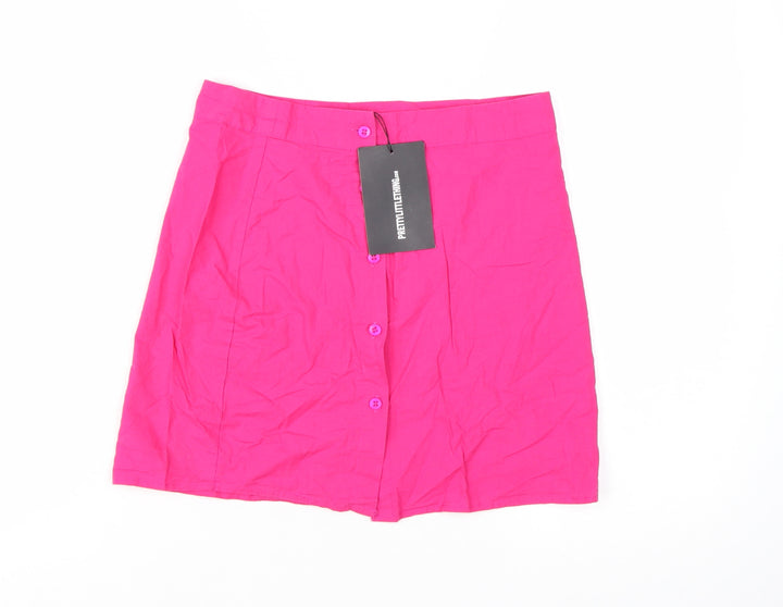 PrettyLittleThing Women's Pink A-Line Cotton Short Skirt Size 10