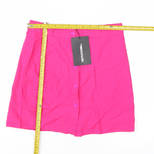 PrettyLittleThing Women's Pink A-Line Cotton Short Skirt Size 10