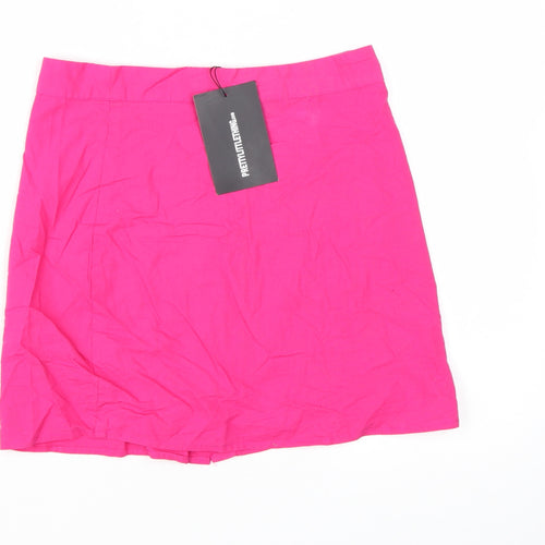 PrettyLittleThing Women's Pink A-Line Cotton Short Skirt Size 10