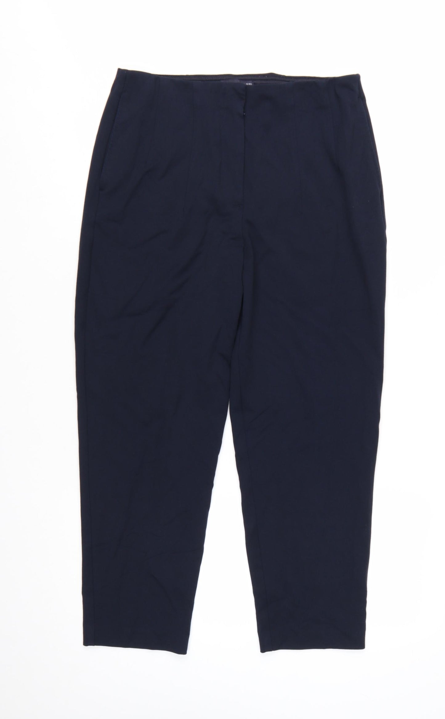 Marks and Spencer Women's Blue Size 12 Regular Stretch Tapered Trousers