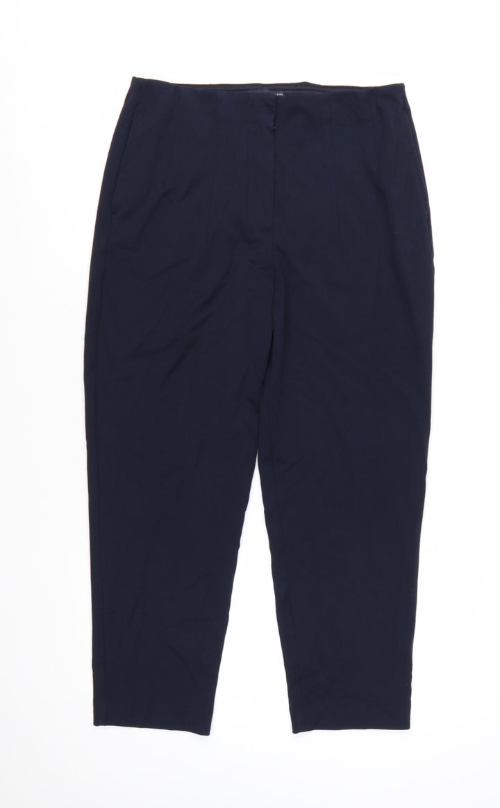 Marks and Spencer Women's Blue Size 12 Regular Stretch Tapered Trousers