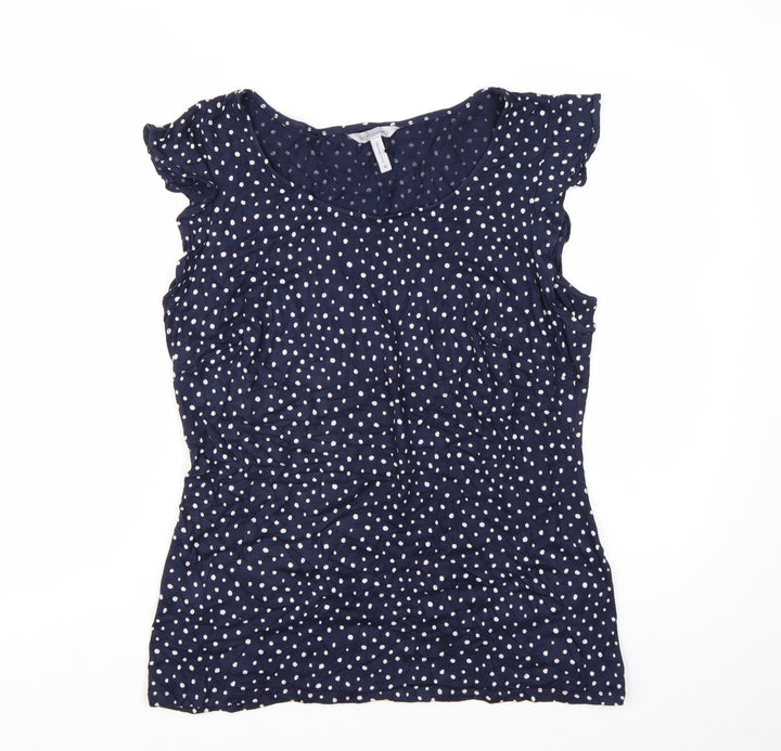 Bravissimo Women's Blue Polka Dot Sleeveless Viscose Blouse Size 18