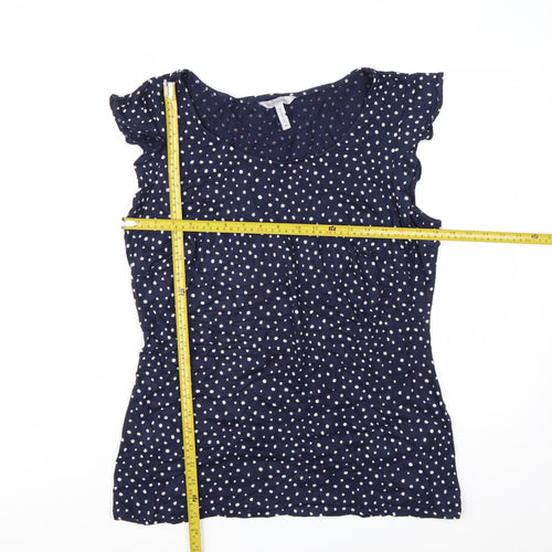 Bravissimo Women's Blue Polka Dot Sleeveless Viscose Blouse Size 18
