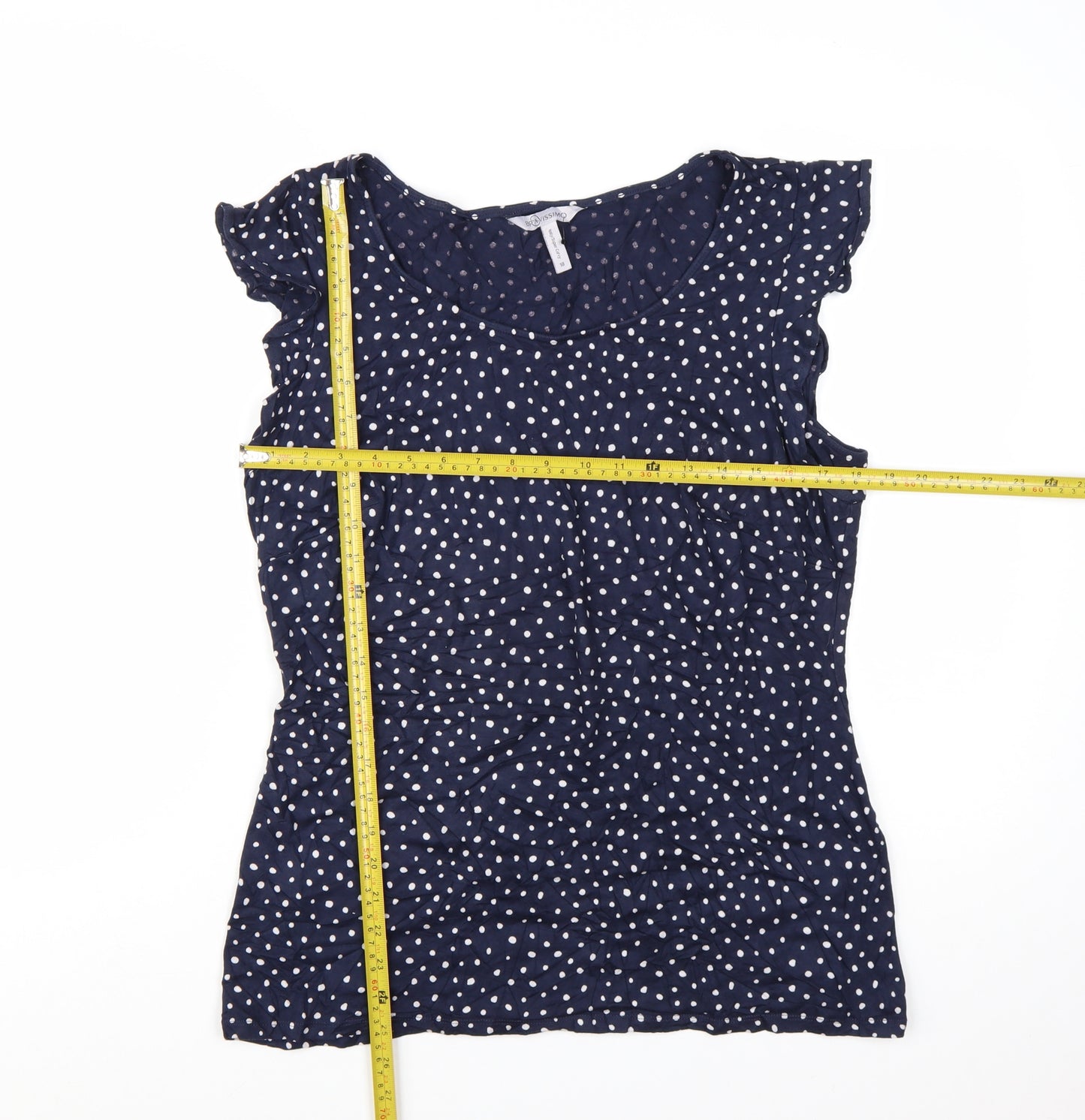 Bravissimo Women's Blue Polka Dot Sleeveless Viscose Blouse Size 18