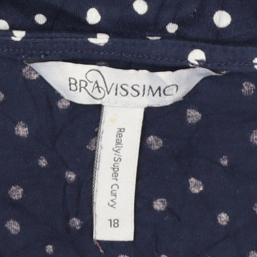 Bravissimo Women's Blue Polka Dot Sleeveless Viscose Blouse Size 18