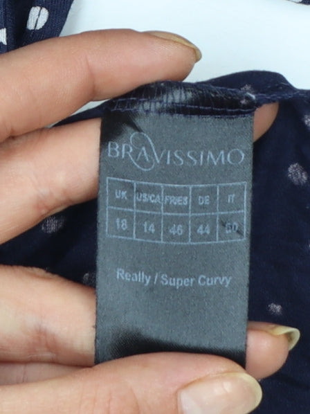 Bravissimo Women's Blue Polka Dot Sleeveless Viscose Blouse Size 18