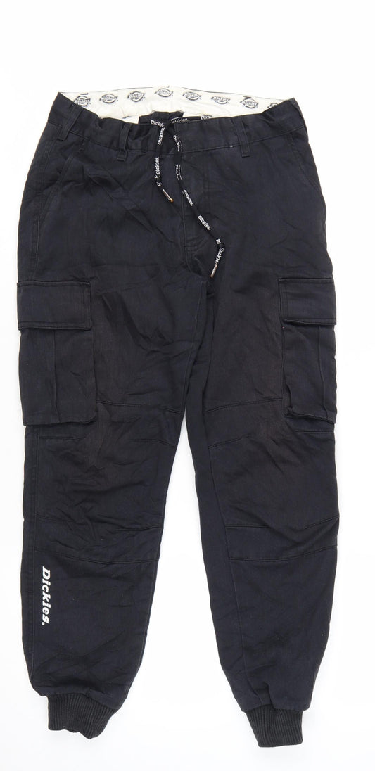 Dickies Men's Black Cargo Trousers Size 28 Regular Fit Workwear Pants