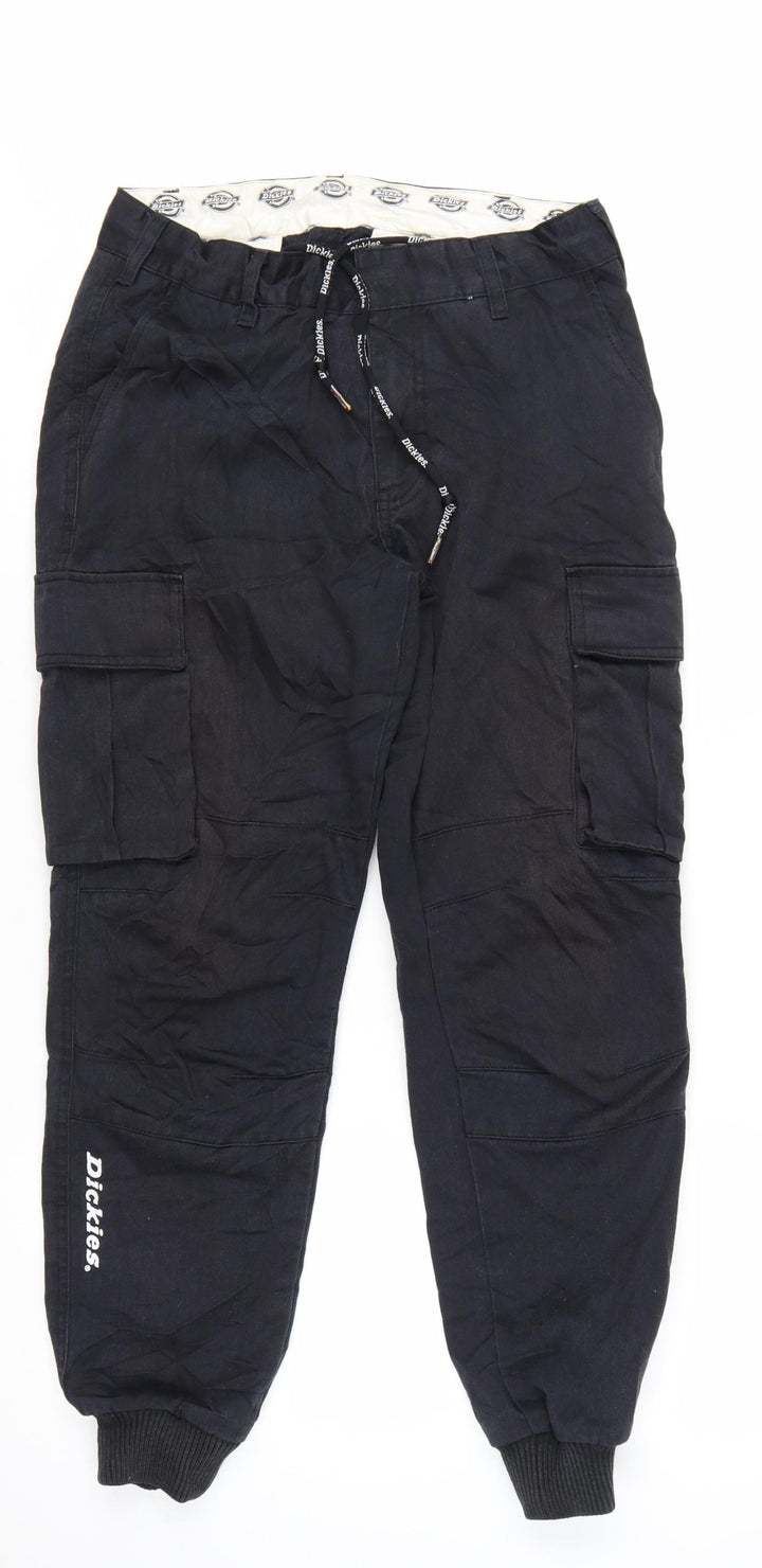 Dickies Men's Black Cargo Trousers Size 28 Regular Fit Workwear Pants