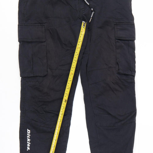 Dickies Men's Black Cargo Trousers Size 28 Regular Fit Workwear Pants