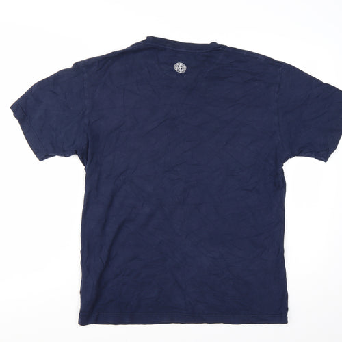 Stone Island Men's Blue Cotton Logo T-Shirt Size L Classic Designer