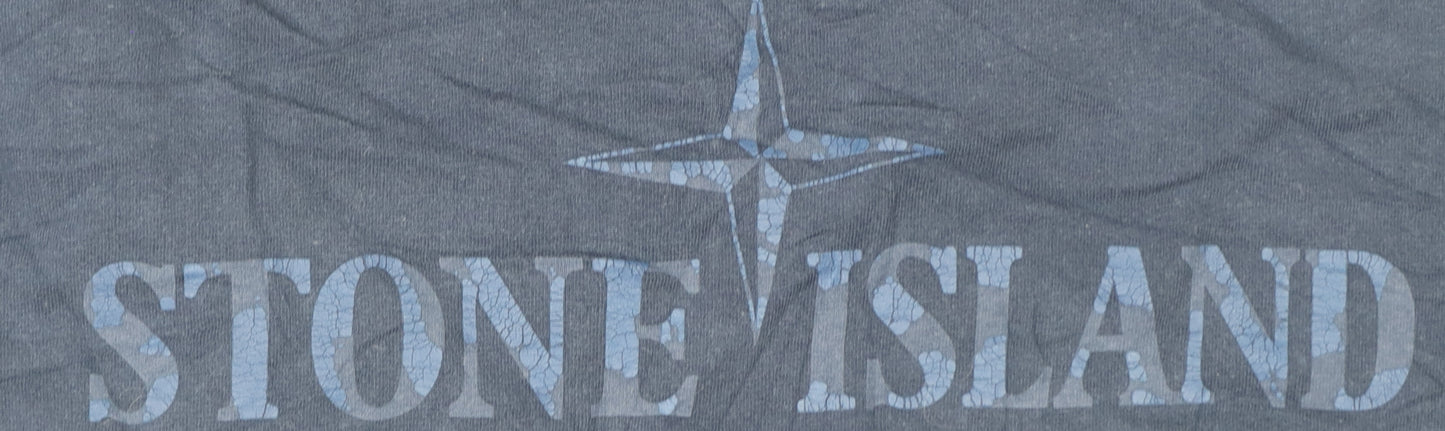 Stone Island Men's Blue Cotton Logo T-Shirt Size L Classic Designer