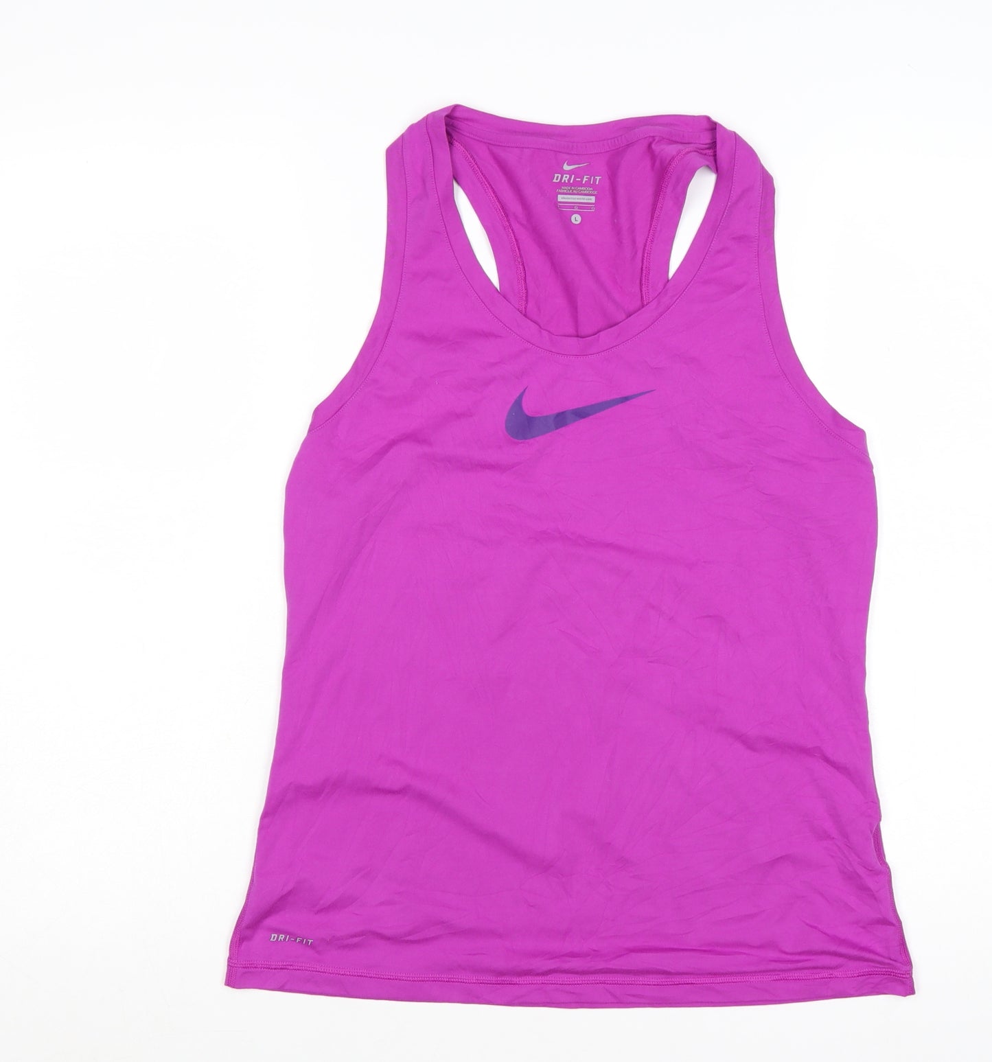 Nike Womens Pink Dri-FIT Tank Top L Racerback Lightweight Activewear