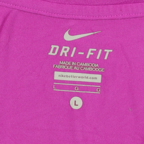 Nike Womens Pink Dri-FIT Tank Top L Racerback Lightweight Activewear
