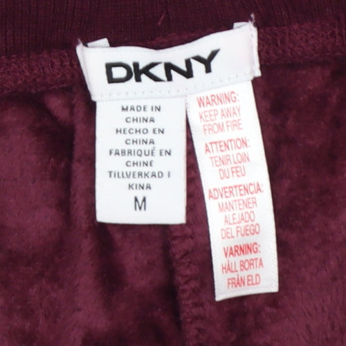 DKNY Womens Purple Velour Jogger Trousers Size M Elastic Waist