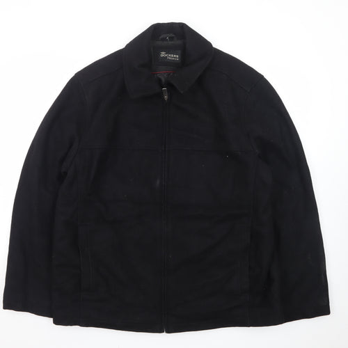 Dockers Premium Men's Black Wool Blend Lined Full Zip Jacket Size L
