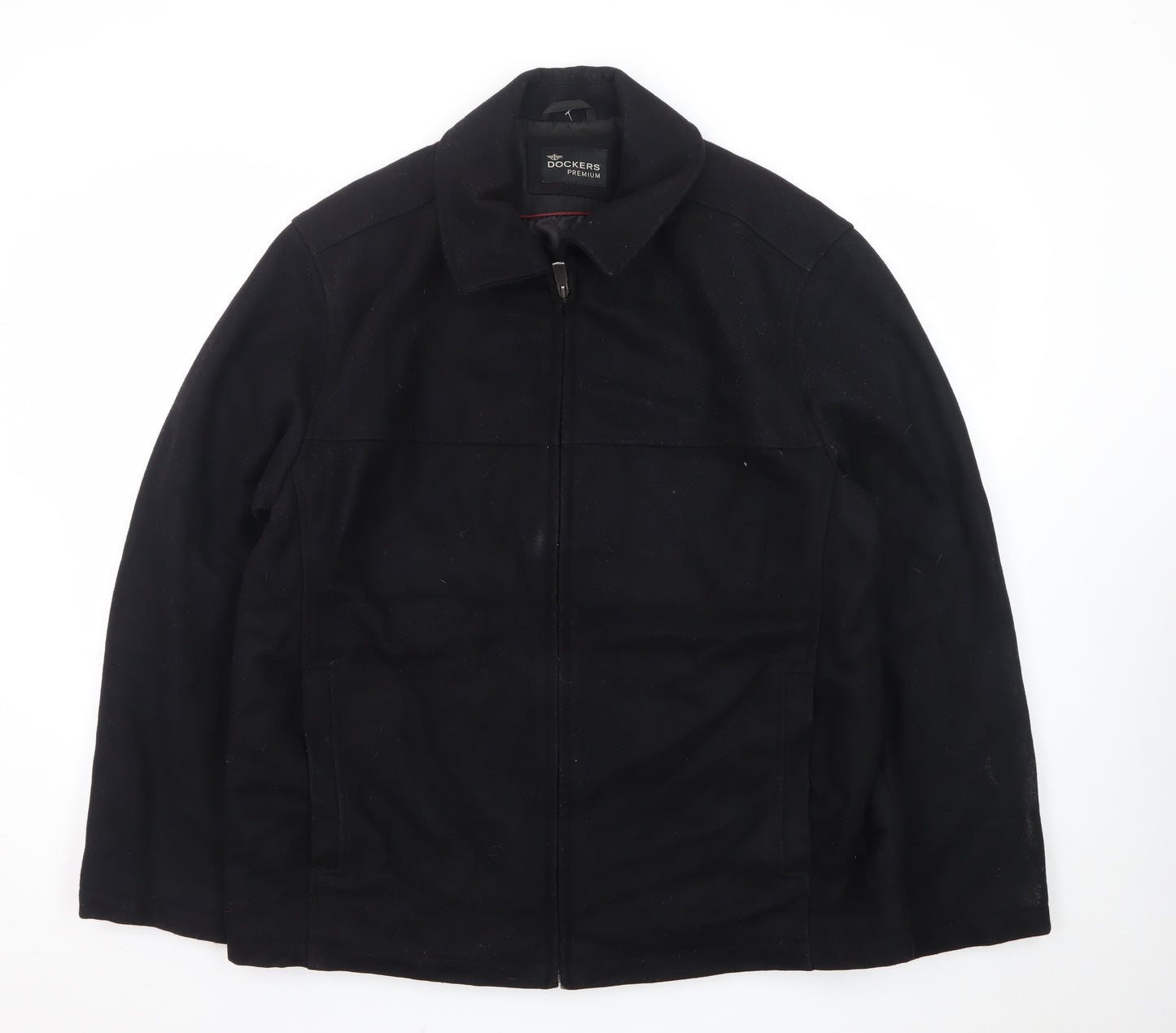 Dockers Premium Men's Black Wool Blend Lined Full Zip Jacket Size L
