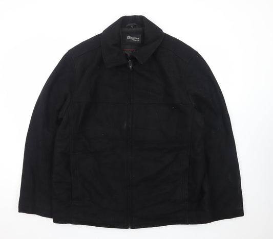 Dockers Premium Men's Black Wool Blend Lined Full Zip Jacket Size L