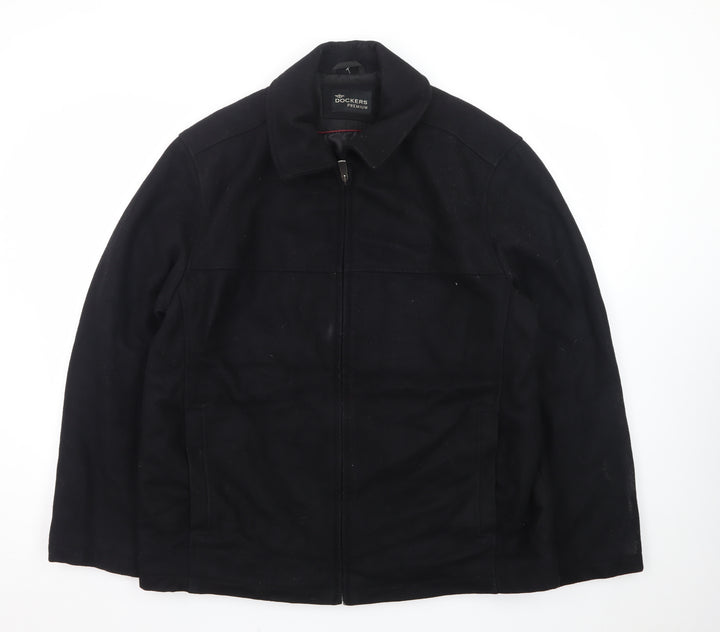 Dockers Premium Men's Black Wool Blend Lined Full Zip Jacket Size L
