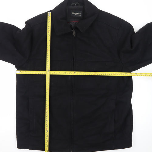Dockers Premium Men's Black Wool Blend Lined Full Zip Jacket Size L