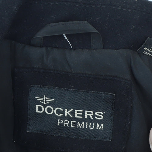 Dockers Premium Men's Black Wool Blend Lined Full Zip Jacket Size L