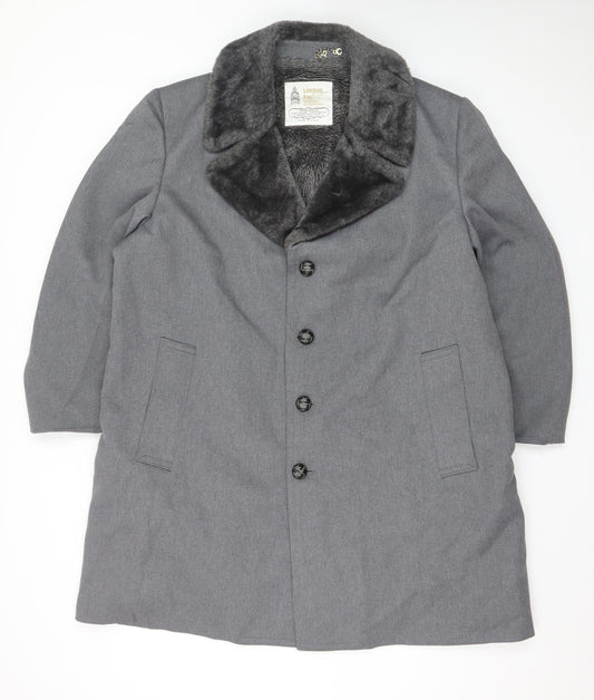 London Fog Men's Grey Wool Blend Shawl Collar Overcoat Size 42 Regular