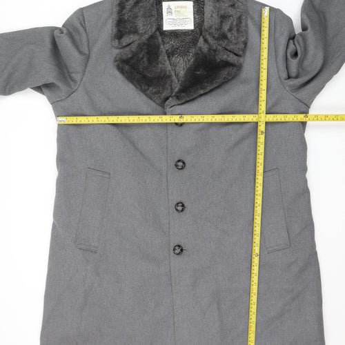 London Fog Men's Grey Wool Blend Shawl Collar Overcoat Size 42 Regular