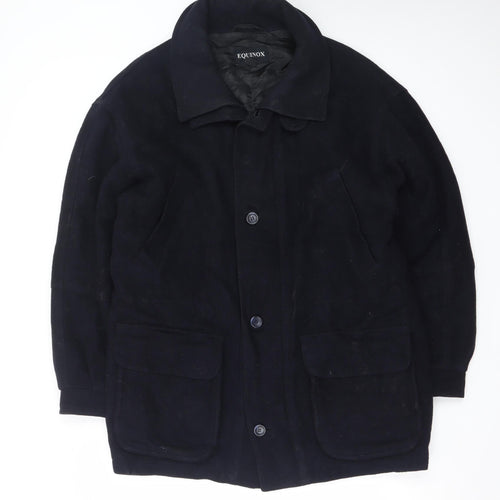 Equinox Men's Black Wool Mid-Length Overcoat M
