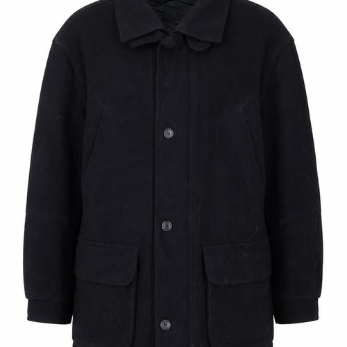 Equinox Men's Black Wool Mid-Length Overcoat M