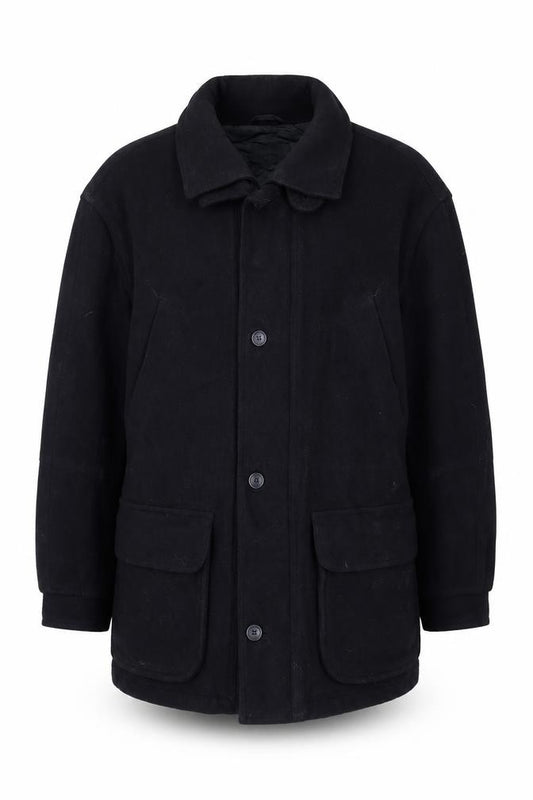 Equinox Men's Black Wool Mid-Length Overcoat M