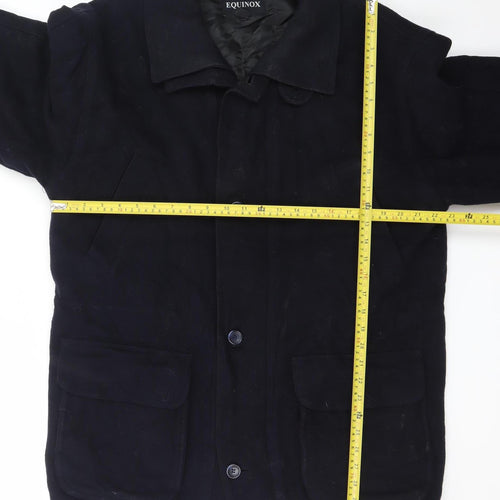 Equinox Men's Black Wool Mid-Length Overcoat M
