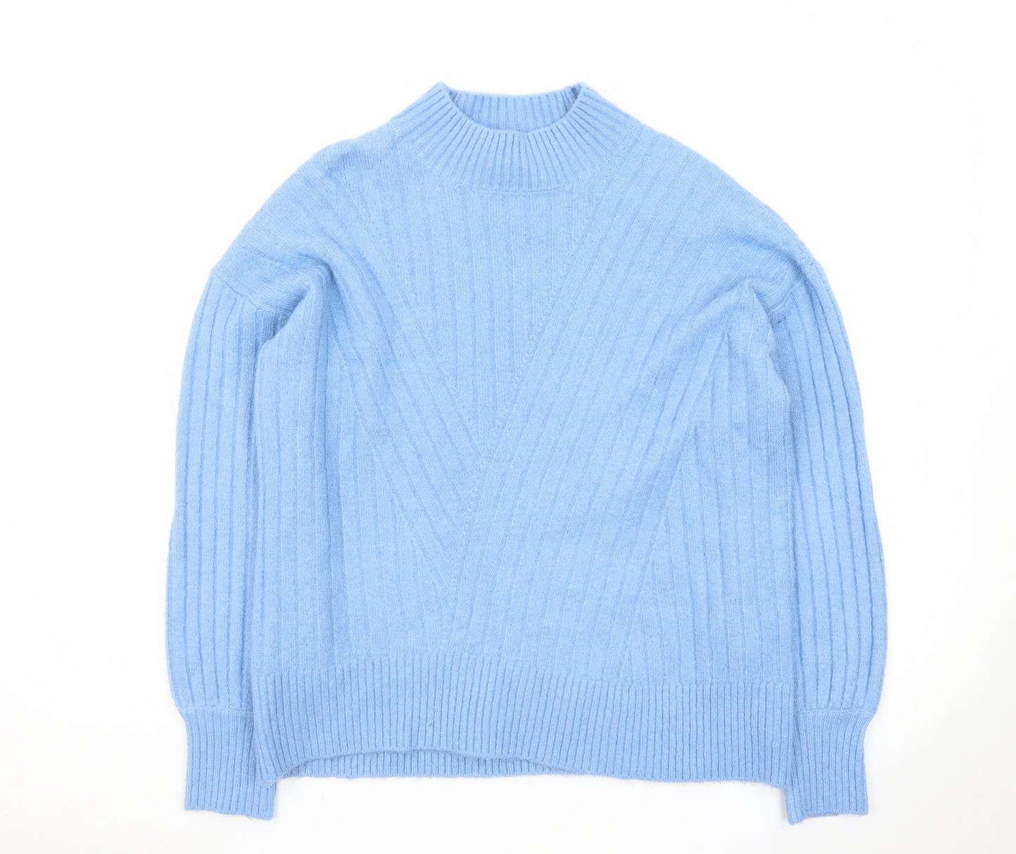 Warehouse Women’s Blue Wool Blend Mock Neck Jumper Size 12