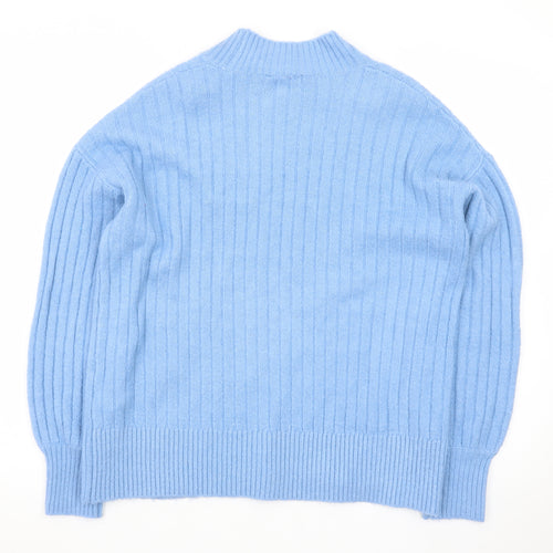 Warehouse Women’s Blue Wool Blend Mock Neck Jumper Size 12