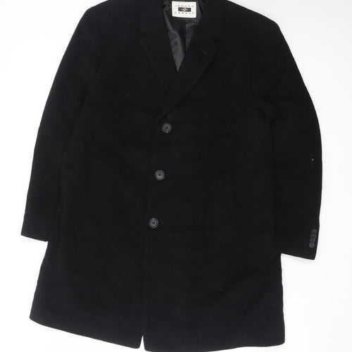 Joseph Abboud Men's Black Wool Overcoat 42 Classic Mid-Length