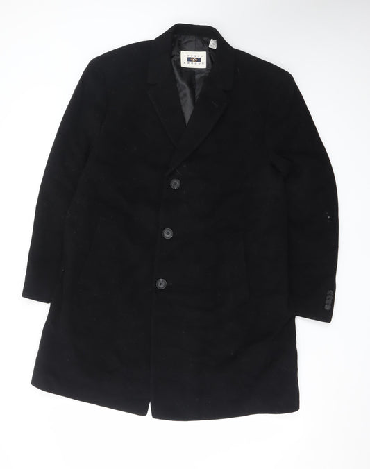 Joseph Abboud Men's Black Wool Overcoat 42 Classic Mid-Length
