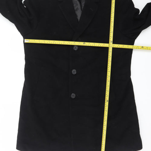 Joseph Abboud Men's Black Wool Overcoat 42 Classic Mid-Length