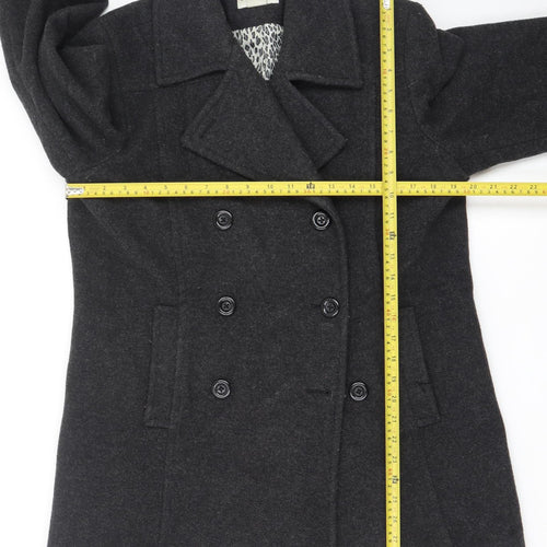 Covington Women Black Wool Blend Pea Coat L Classic Mid-Length